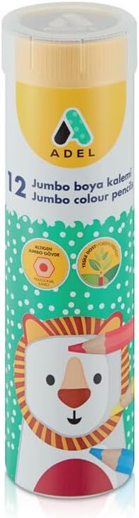 Adel 12'li Jumbo Boya Kalemi Metal Tüp